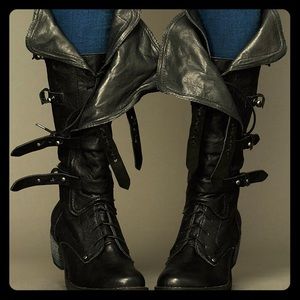 Free People tall leather boots sz 10