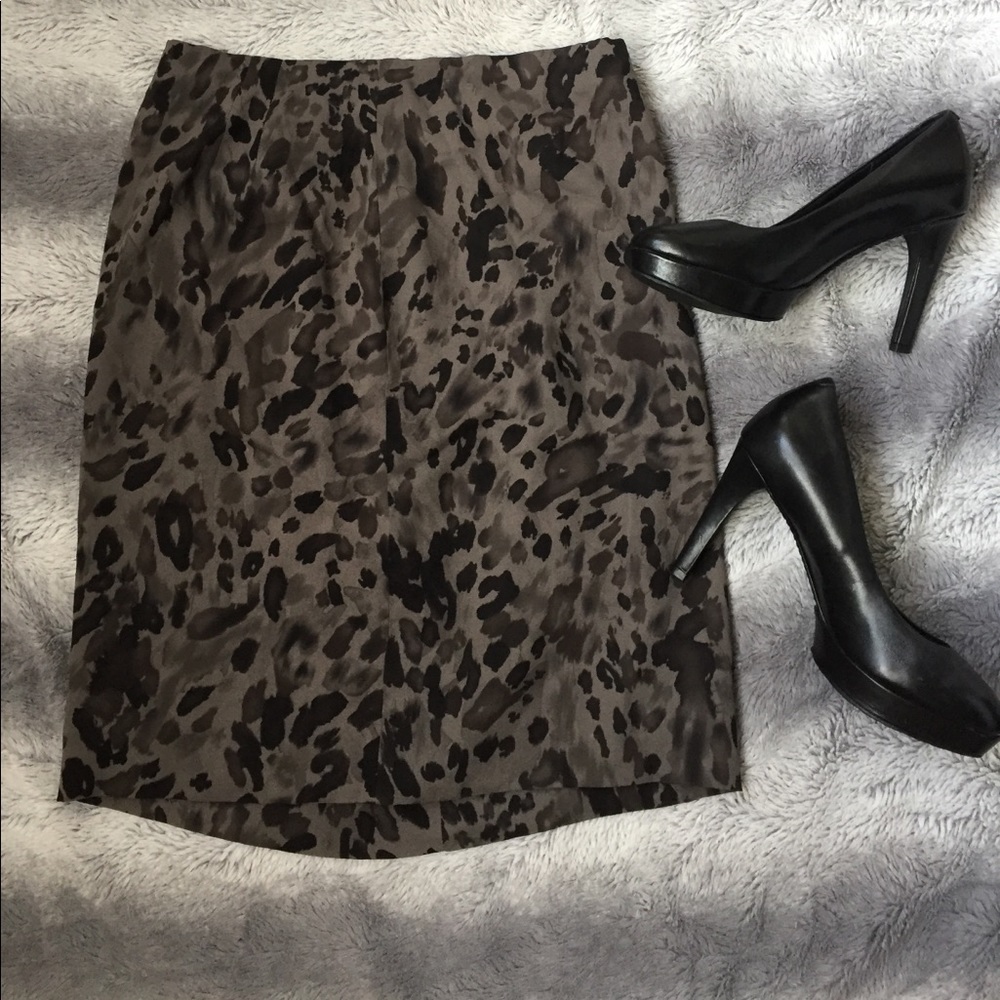 Abstract Print Silk Skirt