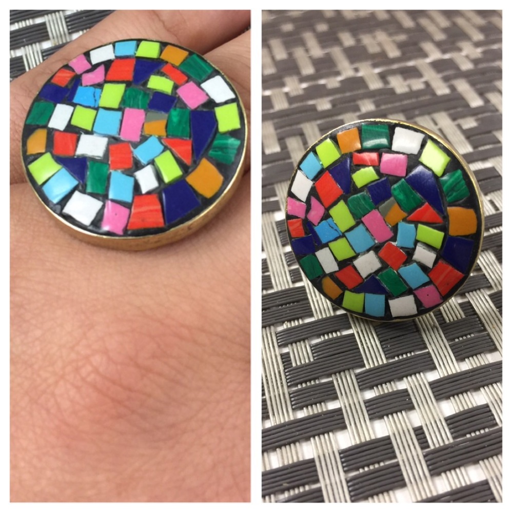 Vintage Matisse Mosaic Colorful Statement Ring, NWT - Picture 3 of 4