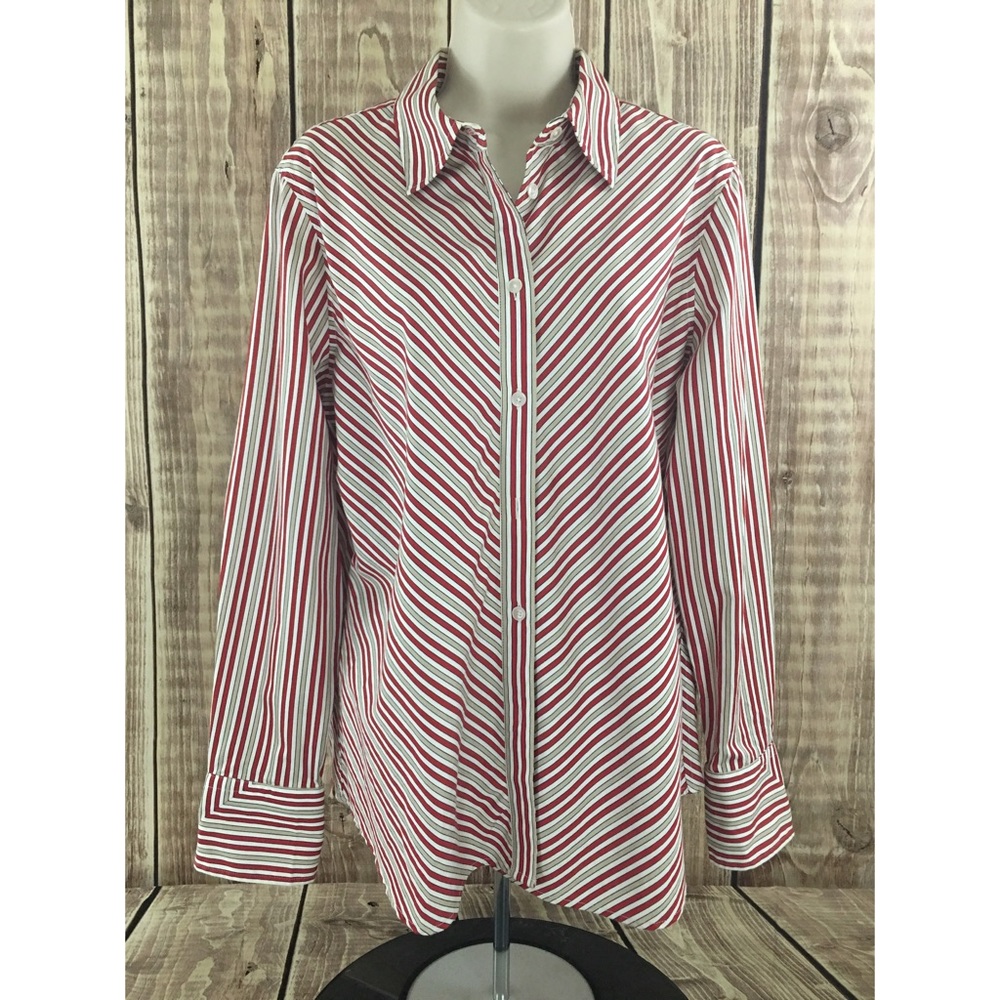 Jones New York Signature Striped Button Front