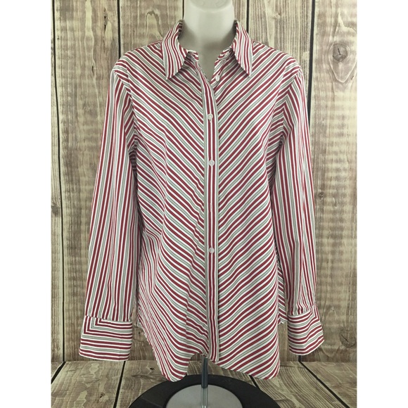 Jones New York Signature Striped Button Front - Picture 1 of 4