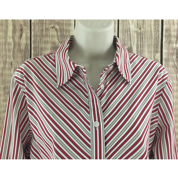 Jones New York Signature Striped Button Front - Picture 2 of 4