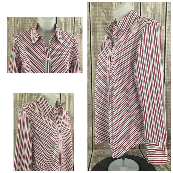 Jones New York Signature Striped Button Front - Picture 3 of 4