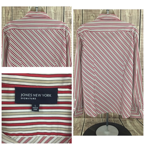 Jones New York Signature Striped Button Front - Picture 4 of 4