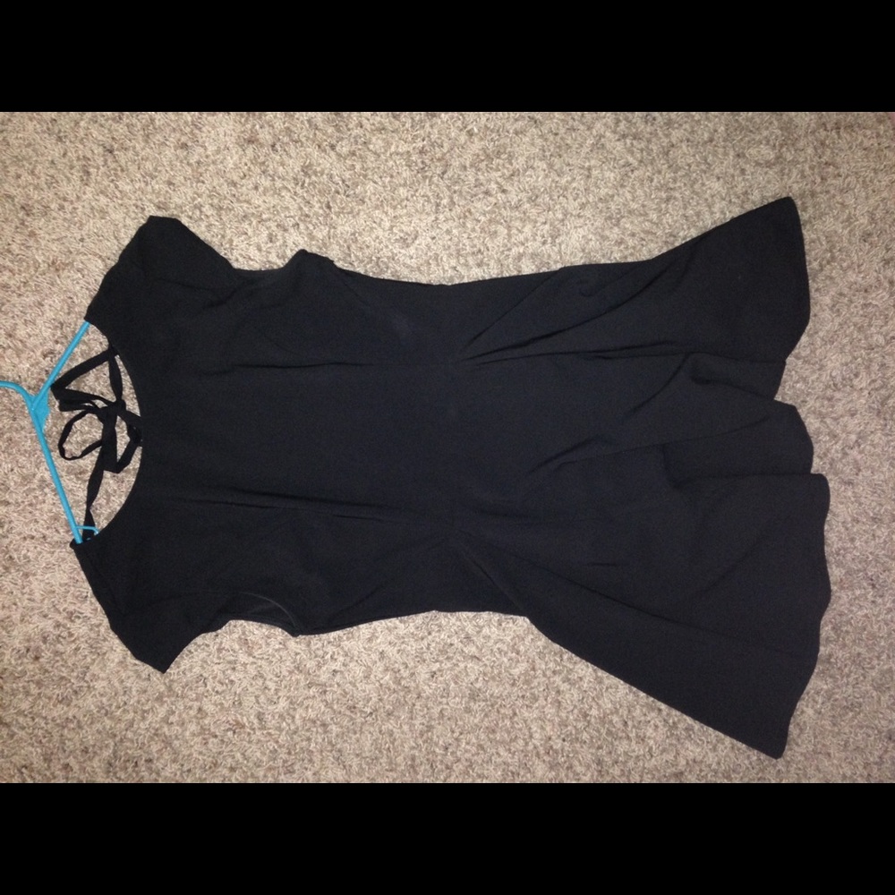 Black, open back dress