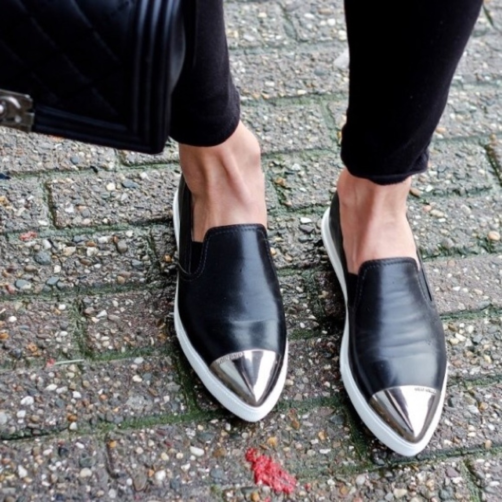 Miu Miu Leather Slip on Sneakers MSRP $495 35M