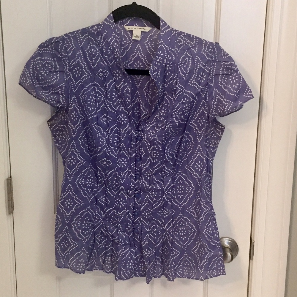 Banana Republic Short-Sleeve Dot-Pattern Blouse