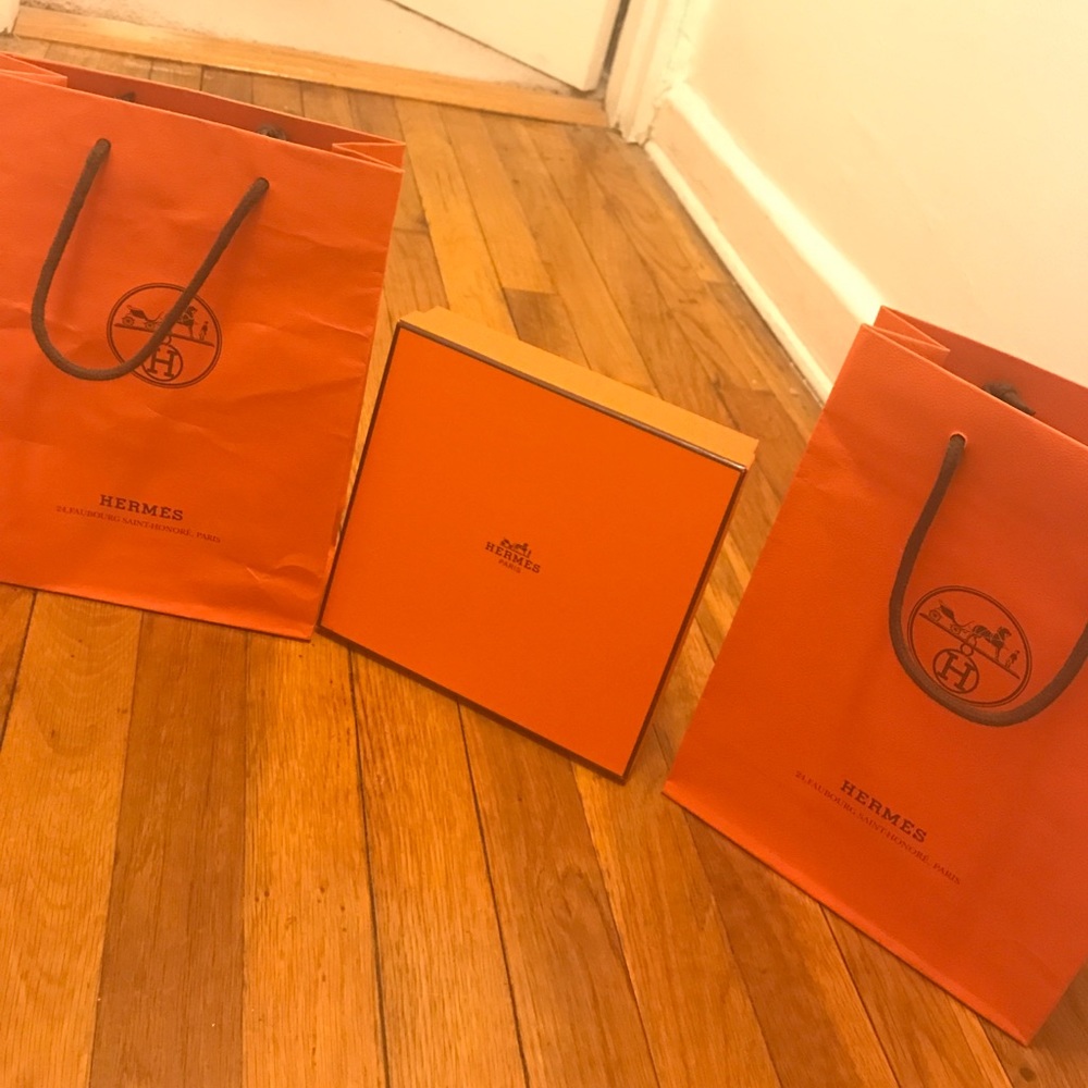 Two Hermes shopping bags