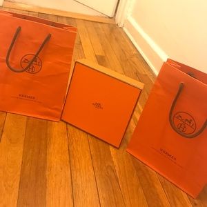 Two Hermes shopping bags