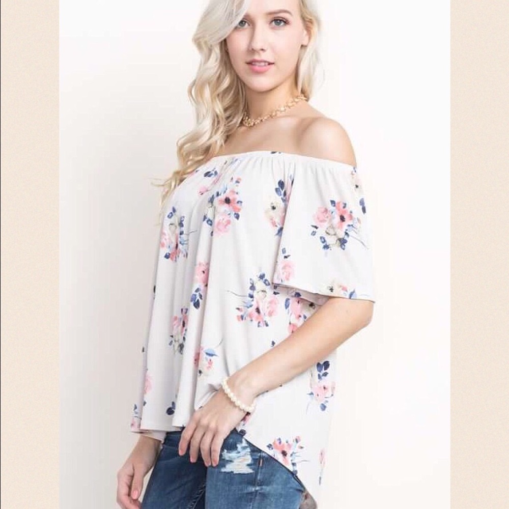 Sexy flowered off the shoulder blouse