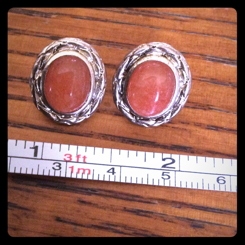 Vintage Monet Earrings Orange Stone & Silver❤️️