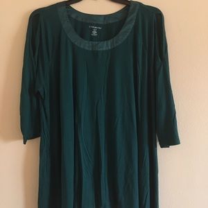 Hunter green, cold shoulder, scoop neck, Tunic