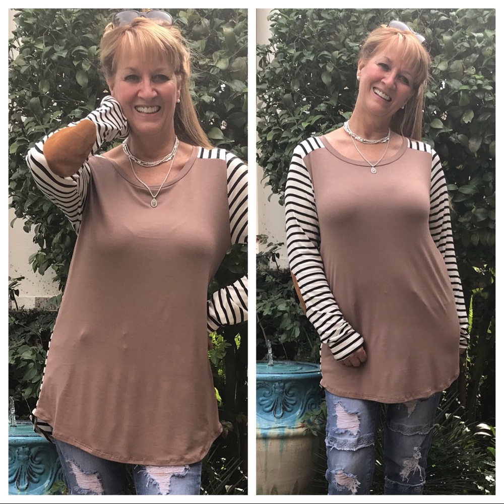 LAST ๐ Stripe Top with Elbow Patch - Picture 3 of 7