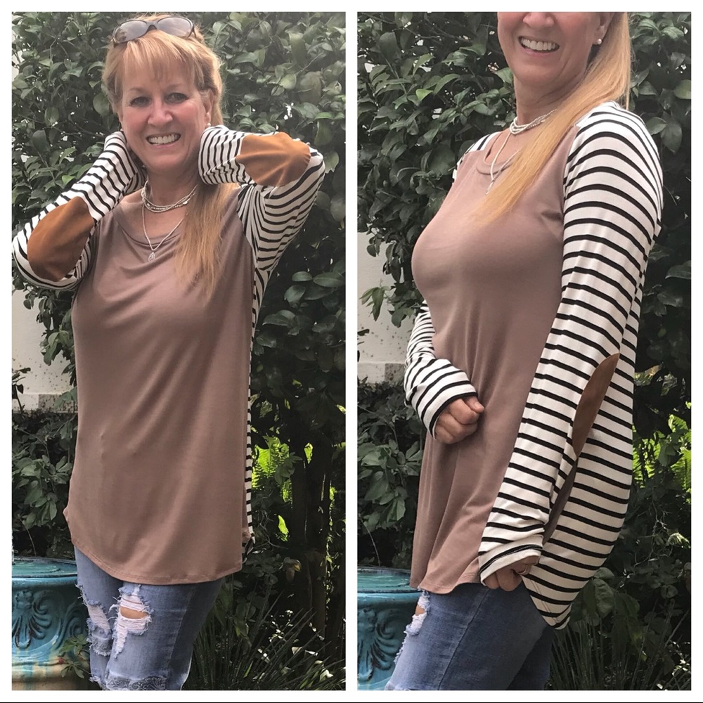 LAST ๐ Stripe Top with Elbow Patch - Picture 7 of 7
