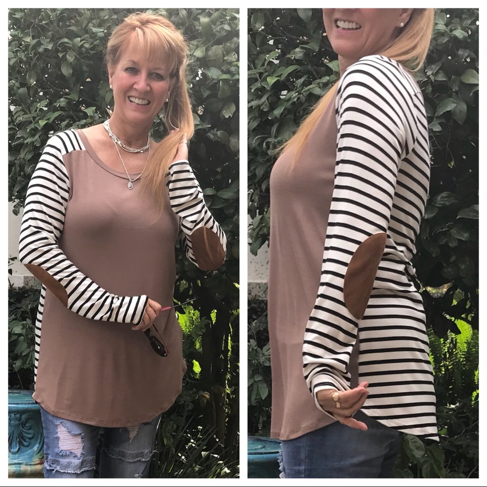 LAST ๐ Stripe Top with Elbow Patch - Picture 4 of 7