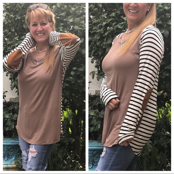 LAST 🔘 Stripe Top with Elbow Patch - Picture 7 of 7