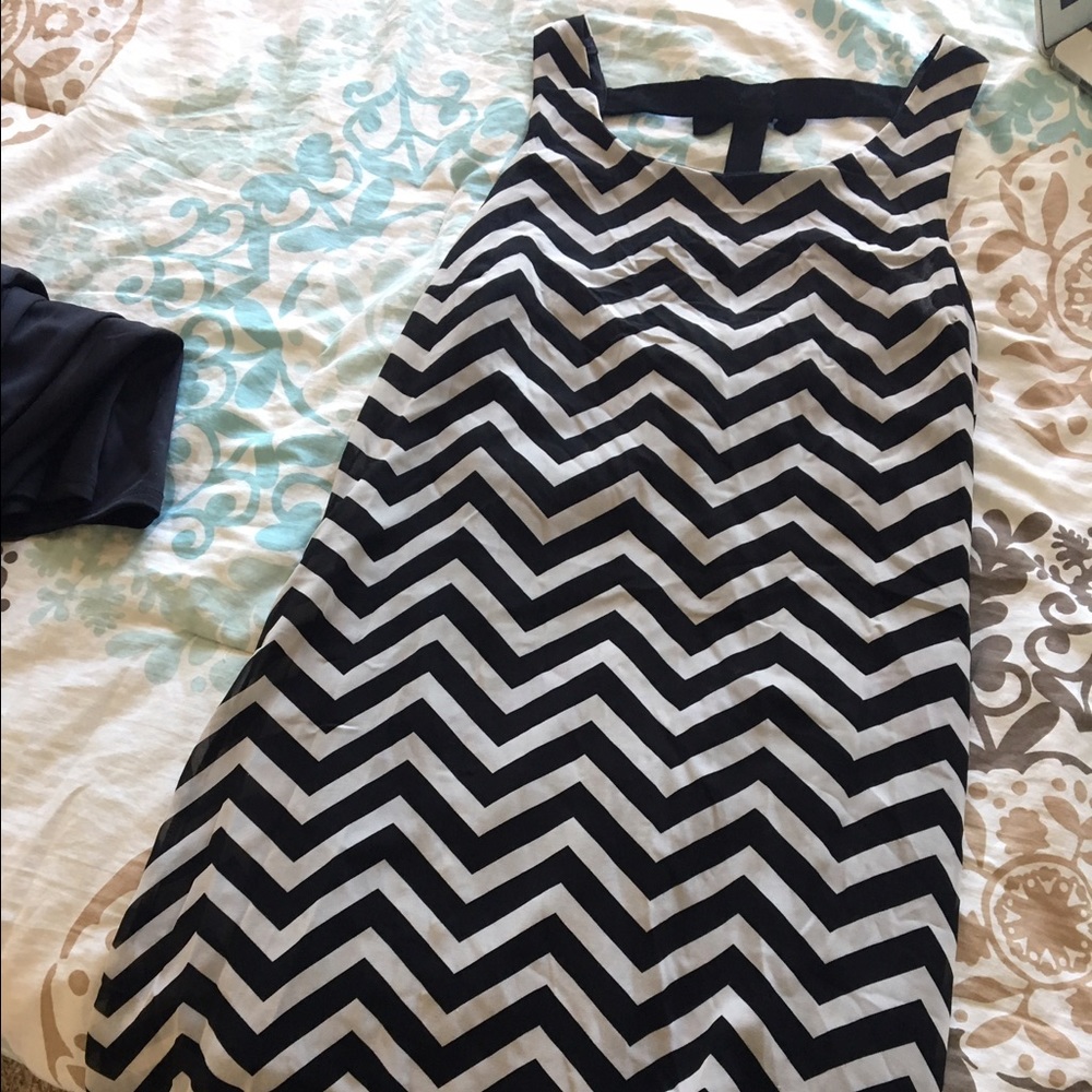 Black and white chevron dress with bows