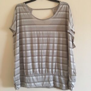 Sheer, beige, striped, top