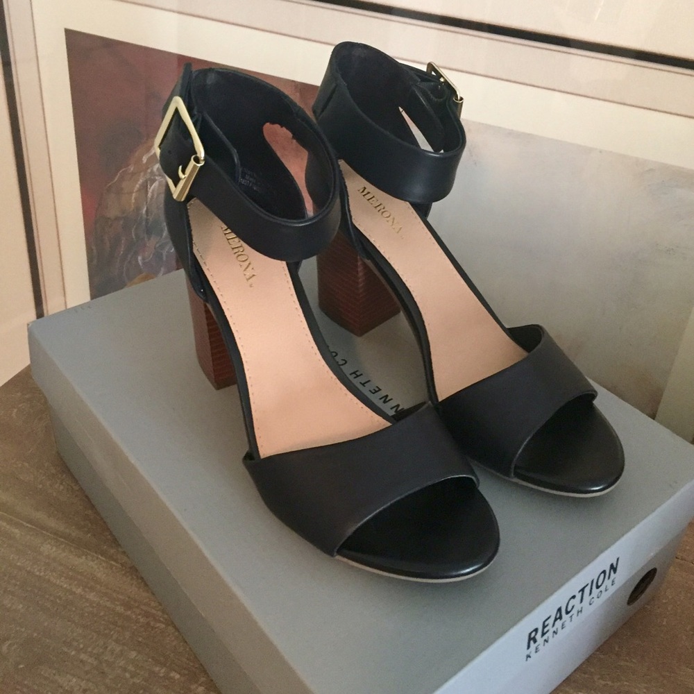 Black 2" heel sandals