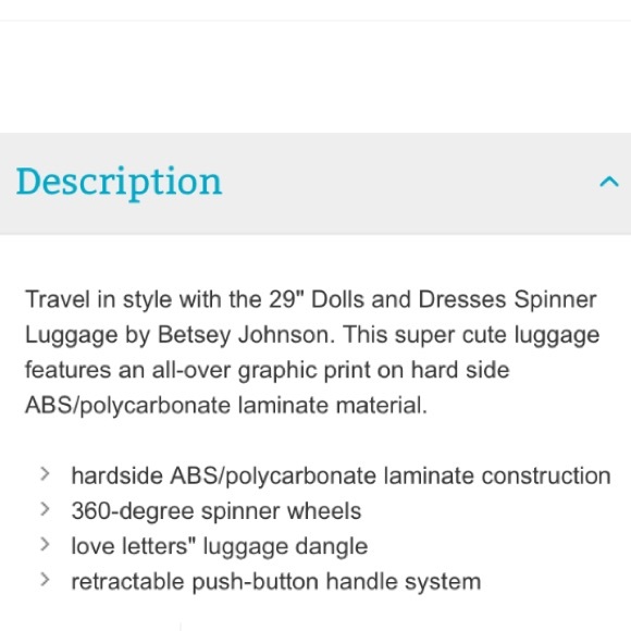 Betsey Johnson Pink Dolls & Dresses 29" Suitcase - Picture 8 of 8