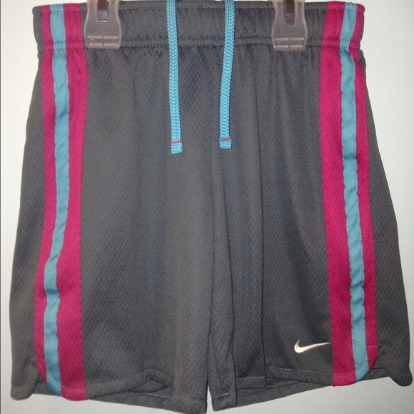 Nike Grey Pink Blue Striped Ball Shorts - Picture 2 of 6