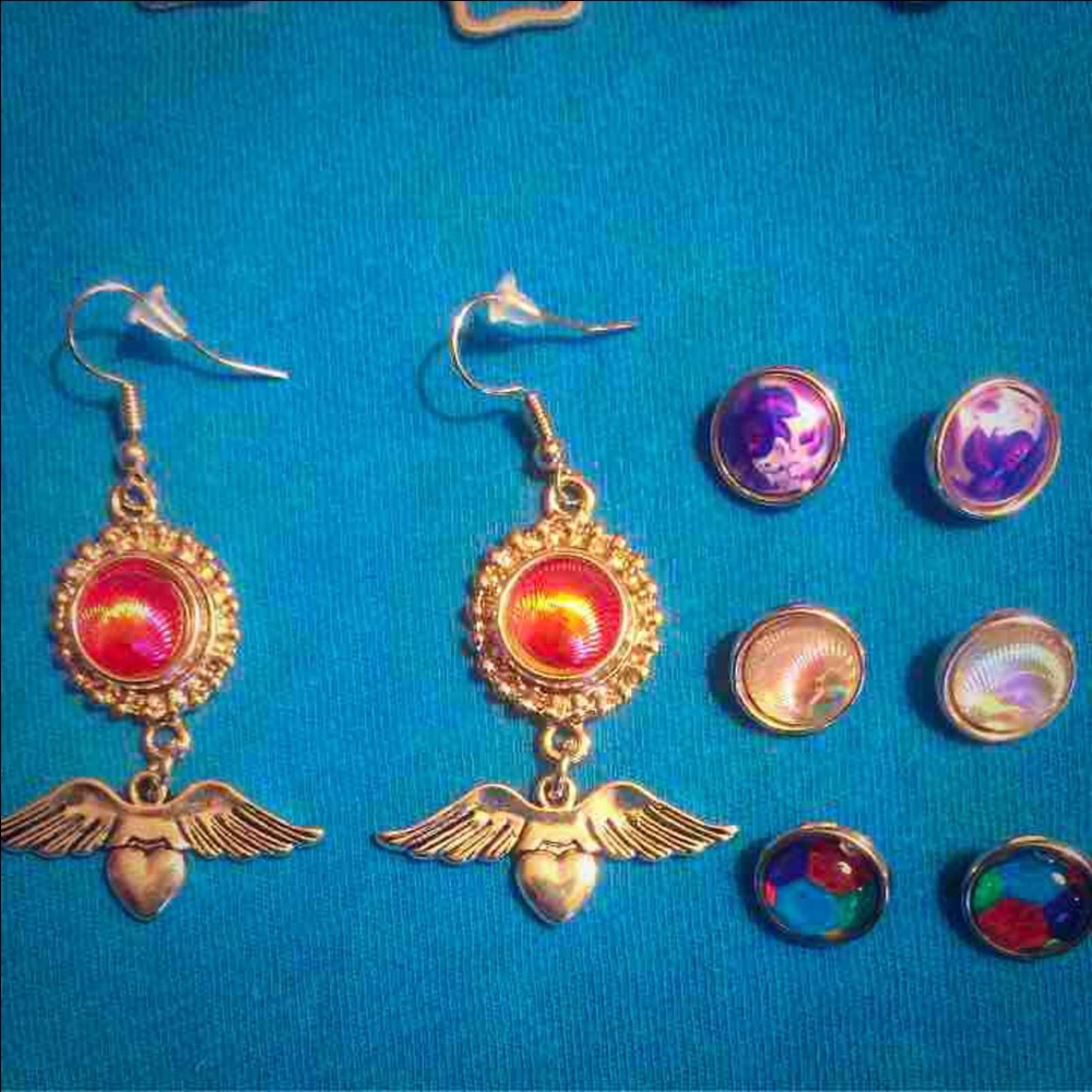 New European Charm Earrings with 8 Button Charms