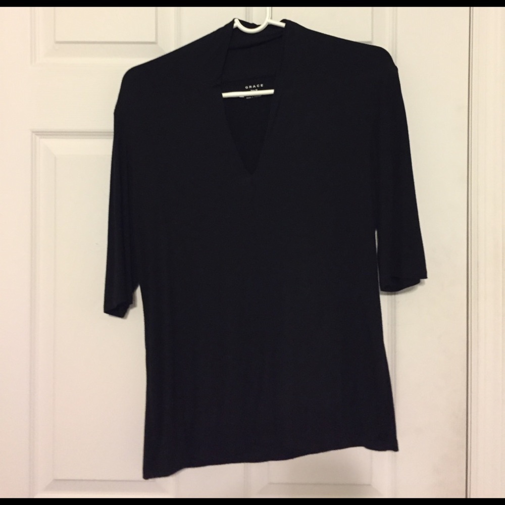 Black v neck blouse