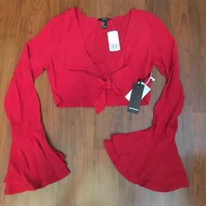 Sold**Forever 21 woven top long sleeve red