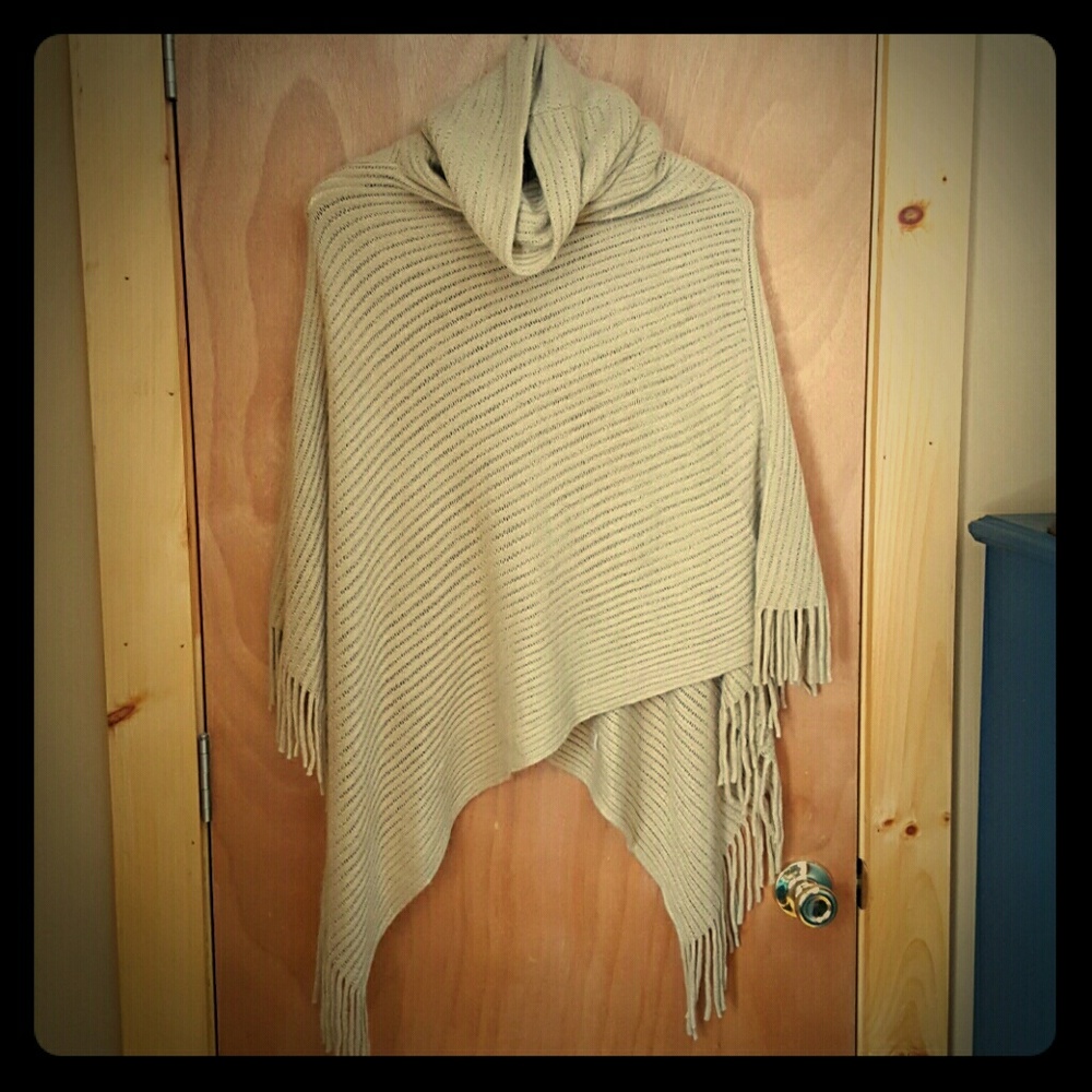 Soft tan cowl neck poncho
