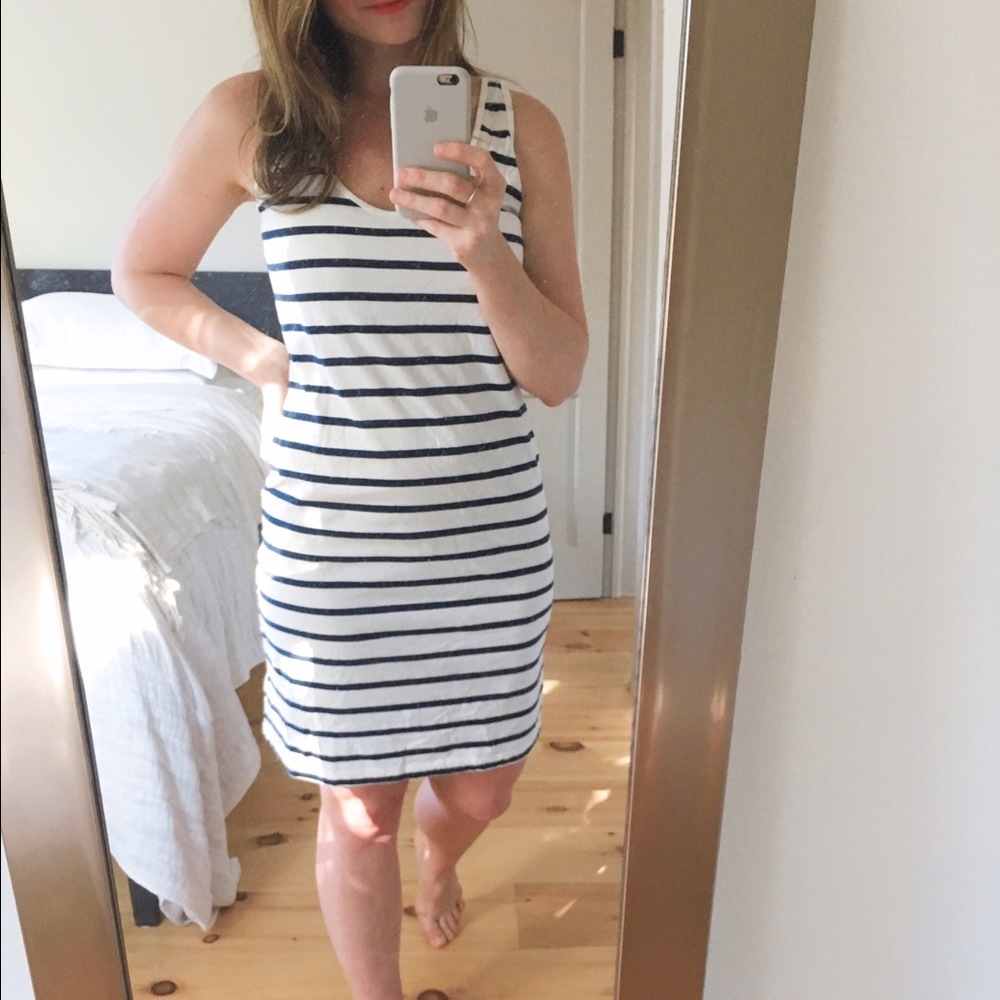 Tank Dress by Chance Co. White with Navy Stripes