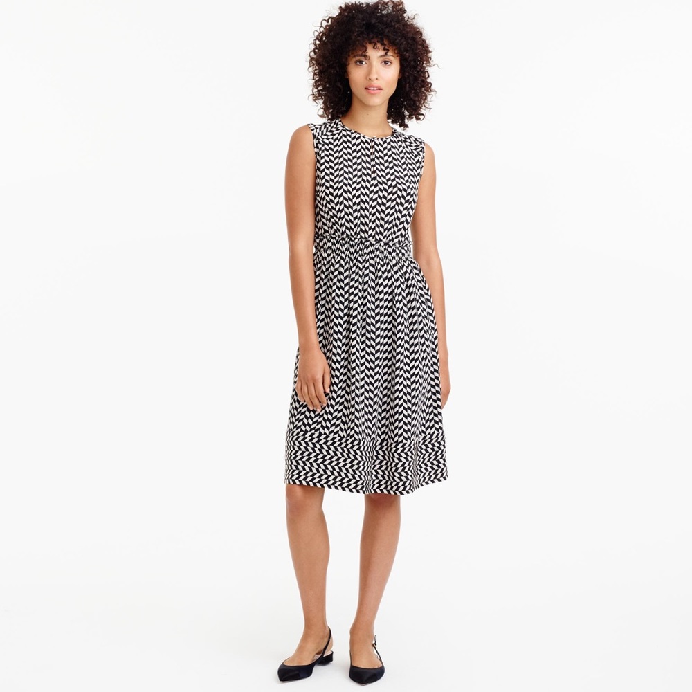 J.Crew Cap-sleeve dress in silk geo print