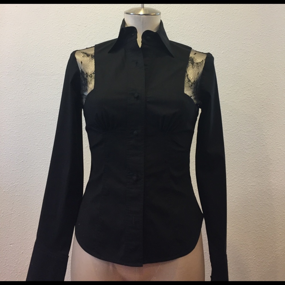 Louis Verdad black lace shirt