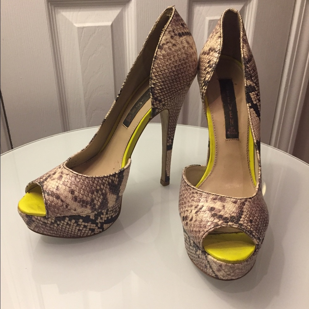 Steven by Steven Madden Paten Snake Leather Heels - Picture 1 of 5
