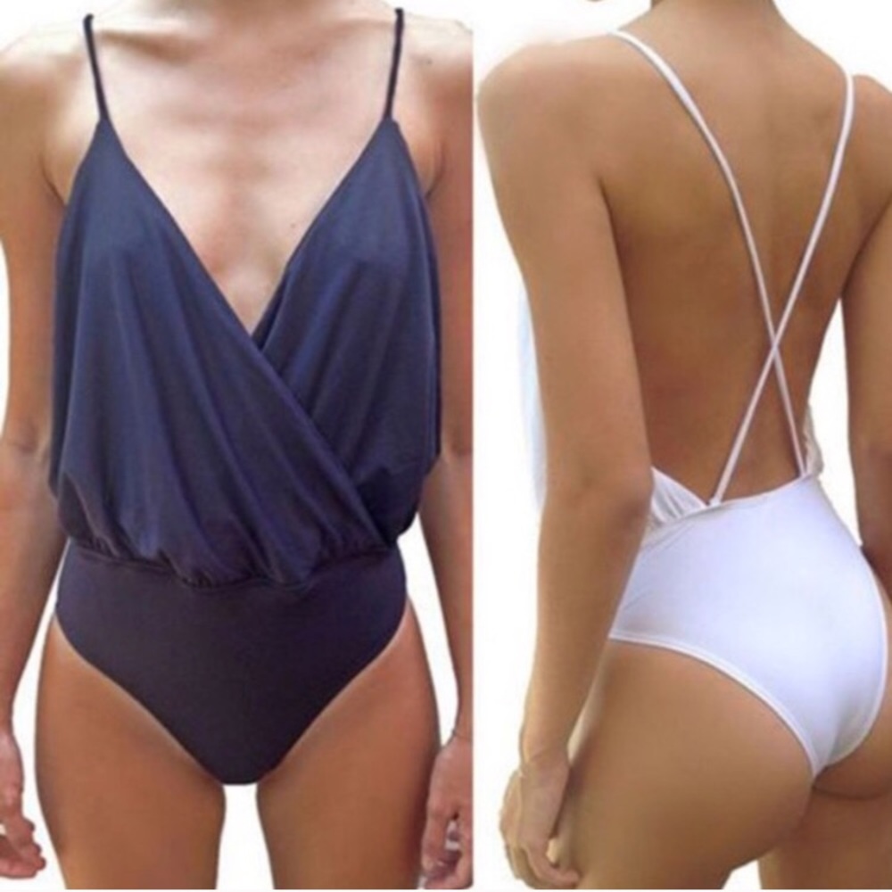 White blousy one piece swimsuit