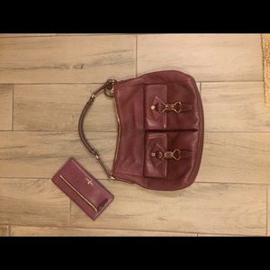 Cole Haan eggplant handbag &matching wallet