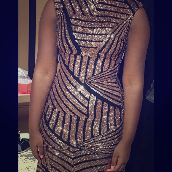 Bronze and black fitted dress