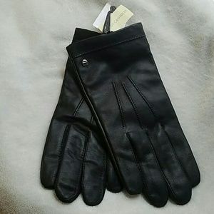 Black 100% Leather  Men's Gloves