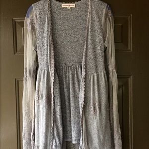 Gray Lace Cardigan