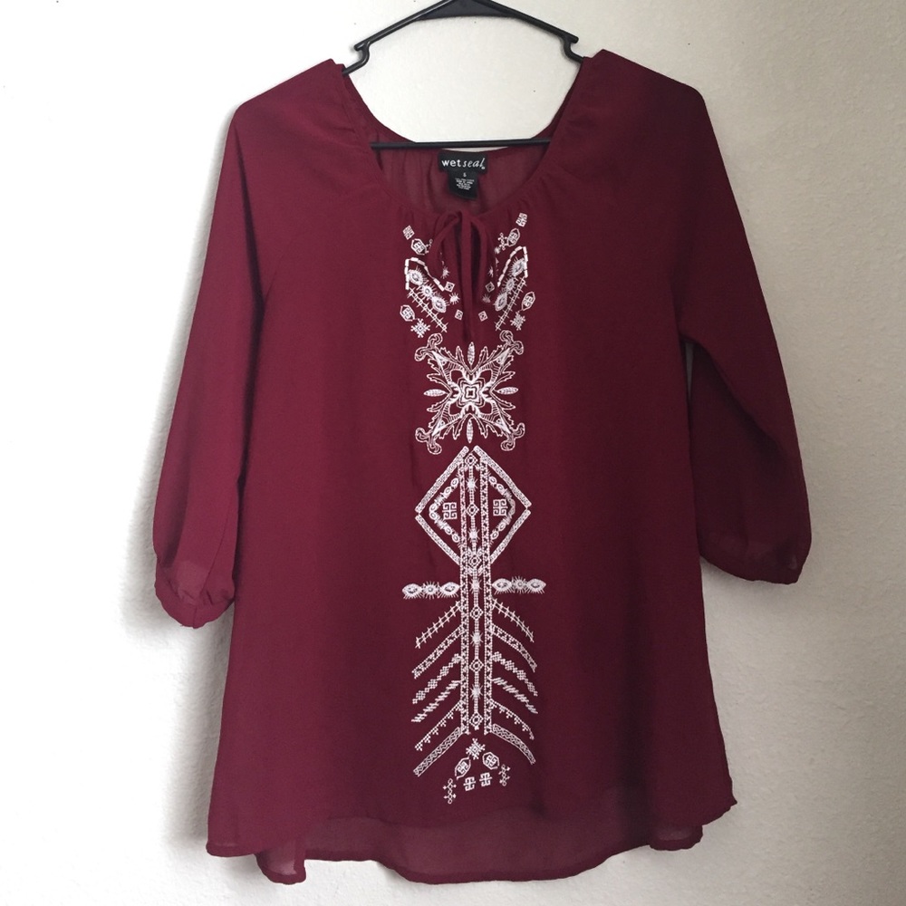 Maroon Boho WetSeal Blouse