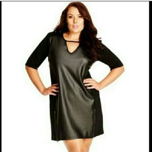 CITY CHIC Black patent leather cut out dress
