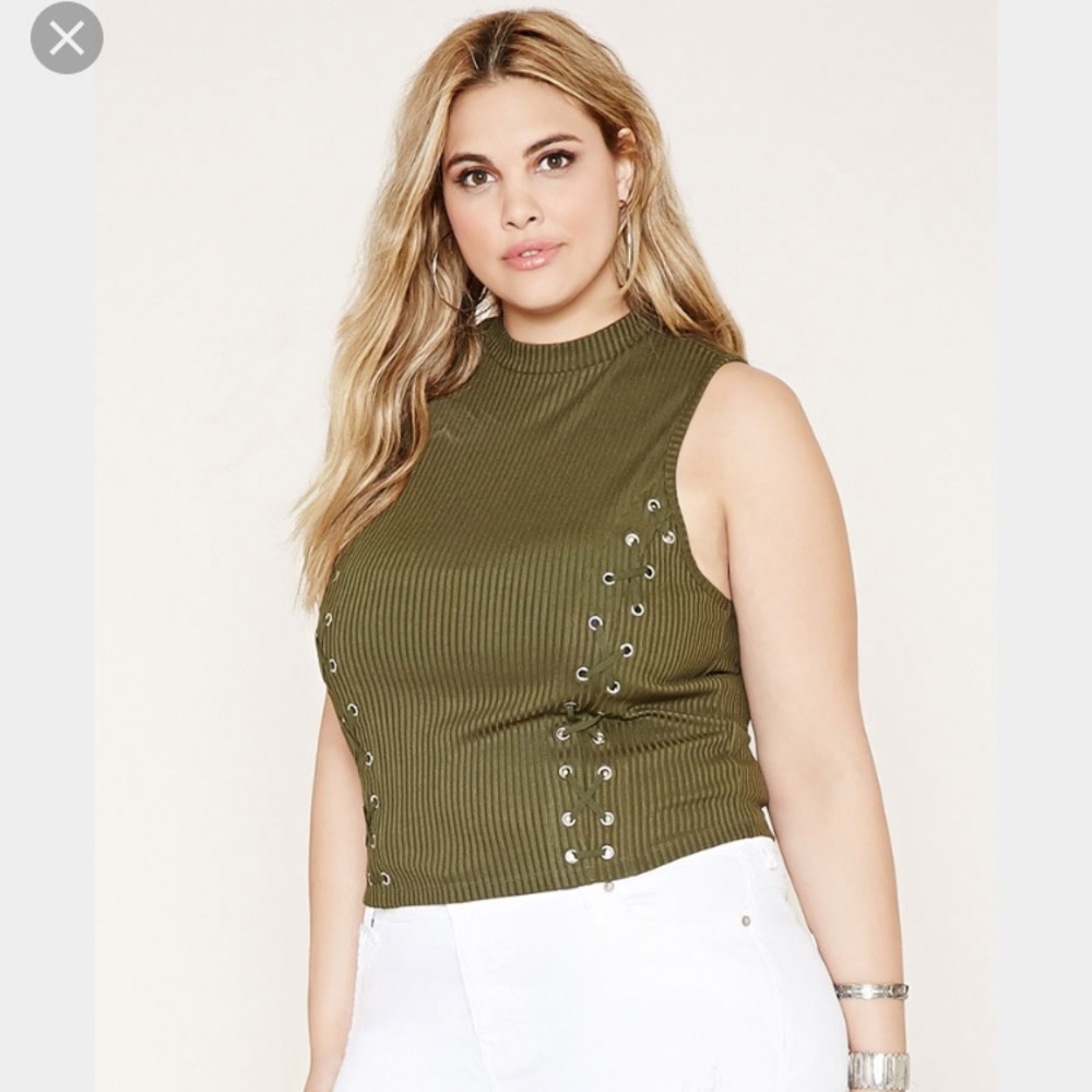 Forever 21 Plus Crisscross Ribbed Top