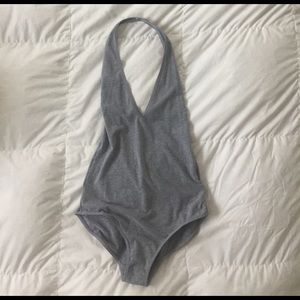 Grey American Apparel halter bodysuit