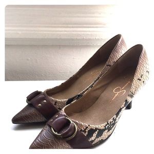 Jessica Simpson Faux Snake Skin Kitten Heel