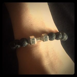 🆕 Natural Black Lava Stone Silver Lift Bracelet