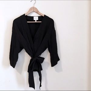 Black Kimono Wrap Top