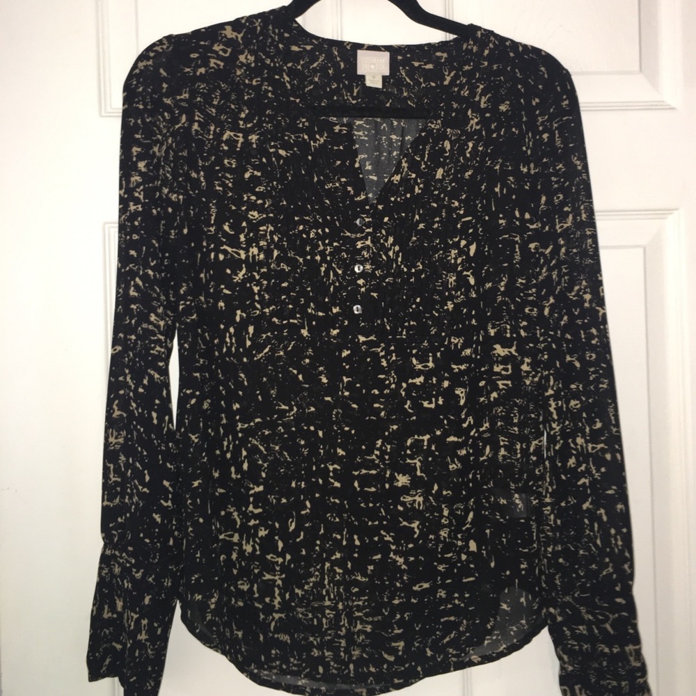 Converse Black Sheer Long Sleeve Blouse Size S