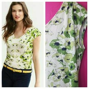 Banana Republic Gingko Leaf V Neck Top