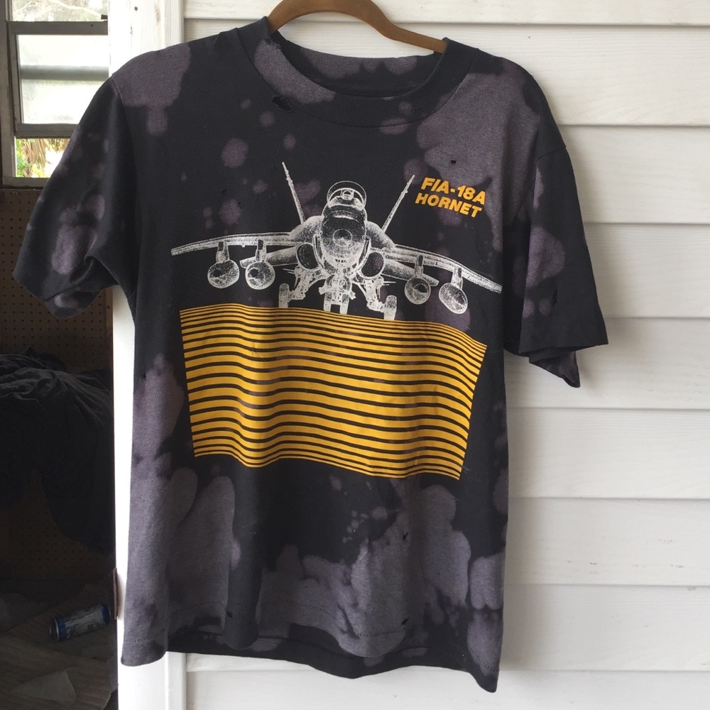 Hand dyed hand distressed vintage hornet tee