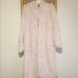 SALE NWT light pink blush faux fur long coat