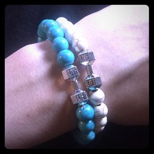 2 Genuine White and Blue Turquoise Lift Bracelets